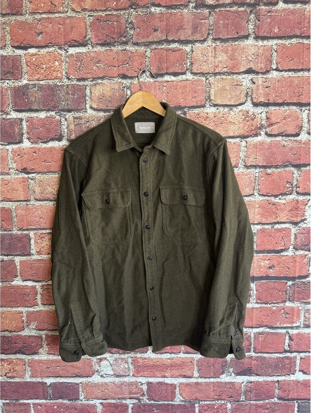 Everlane Womens Green Long Sleeve Button Up Shacket Size XL